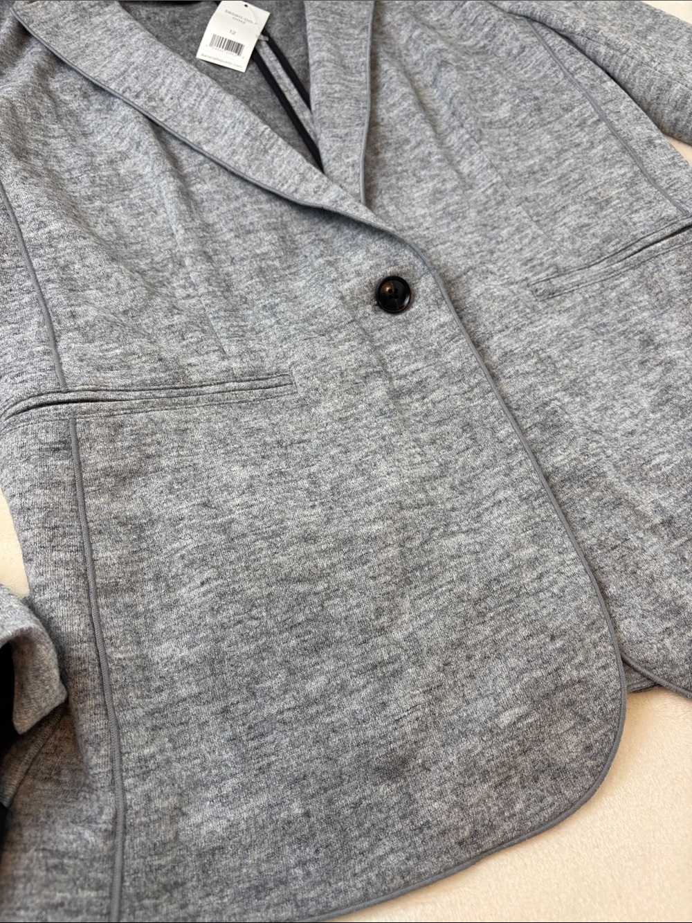 NWT Banana Republic Light Gray Knit/Wool Long and Lean Blazer - Perfect Size 12 - Picture 14 of 16